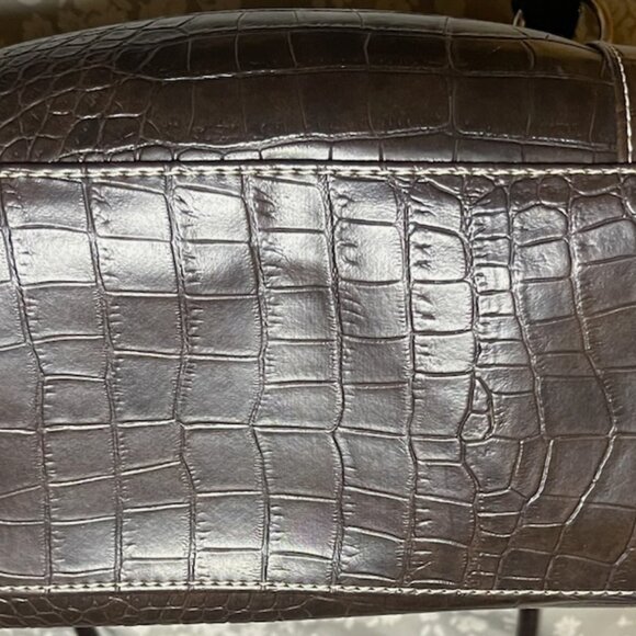 Sag Harbor Faux Croc Crocodile‎ Handbag Large Purse Dark Brown 13" width - Picture 7 of 8
